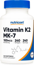 Nutricost Vitamin K2 MK-7 100 mcg, 240 Softgels - Gluten Free and Non-GMO MK7