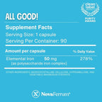 NovaFerrum All Good | Iron Capsule Supplements for Adults | Anemia | 50mg of Iron | 30 Servings | Sugar Free