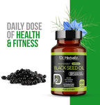 Dr. HERBALIST Black Seed Oil Capsules 1600mg - Cold Pressed Nigella Sativa Softgels with Thymoquinone | Supports Overall Wellness & Immune Vitality* | Halal, Non-GMO | 60ct