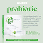 USANA Probiotic Supplement to Support Digestive Health* – Gluten Free – Sugar Free – Dairy Free - 14 Stick Packs