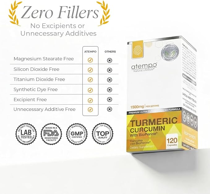 Turmeric Curcumin Supplement with Black Pepper Extract 1500mg – Absorption, Supports Joint Health – Non-GMO, 120 Vegan Capsules