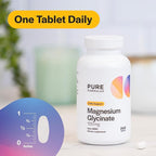 PureFormulas Magnesium Glycinate 100 mg Daily Support for Stress, Nerves, Sleep, Muscles, Metabolism Pure Magnesium Glycinate Supplement for Women and Men Magnesio Non-GMO 240 Tablets