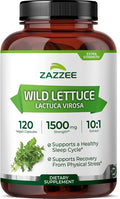 Zazzee Extra Strength Wild Lettuce 10:1 Extract, 120 Vegan Capsules, 4 Month Supply, Lactuca Virosa, Relaxation, Calm & Mood Support, Concentrated 10X Extract, 100% Vegetarian, Non-GMO, Made in USA