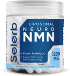 NMN Supplement Liposomal Neuro NMN with Resveratrol, TMG, Quercetin, CoQ10, Rhodiola, NAC, Astaxanthin & Magnesium NAD+ Precursor Supports Brain Cellular Energy & NAD+ Levels | 60 Delayed Release Caps