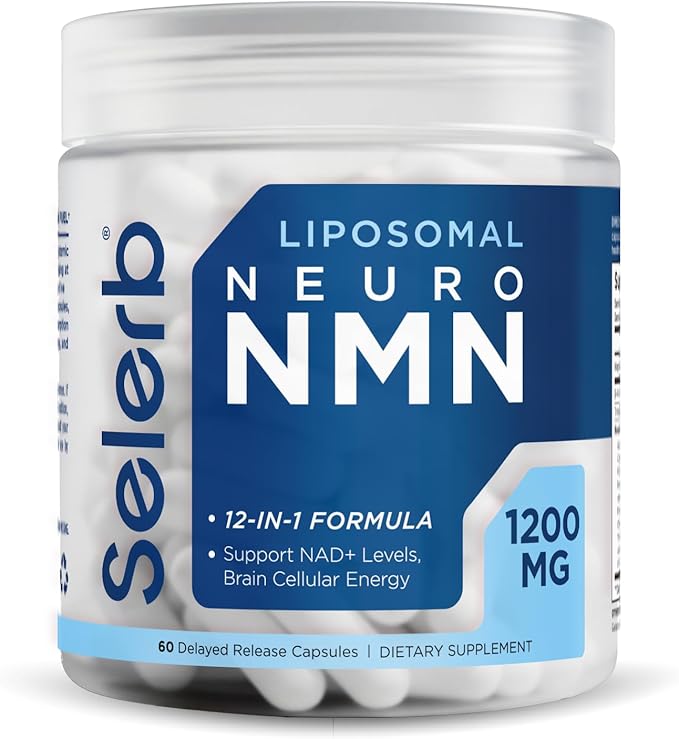 NMN Supplement Liposomal Neuro NMN with Resveratrol, TMG, Quercetin, CoQ10, Rhodiola, NAC, Astaxanthin & Magnesium NAD+ Precursor Supports Brain Cellular Energy & NAD+ Levels | 60 Delayed Release Caps