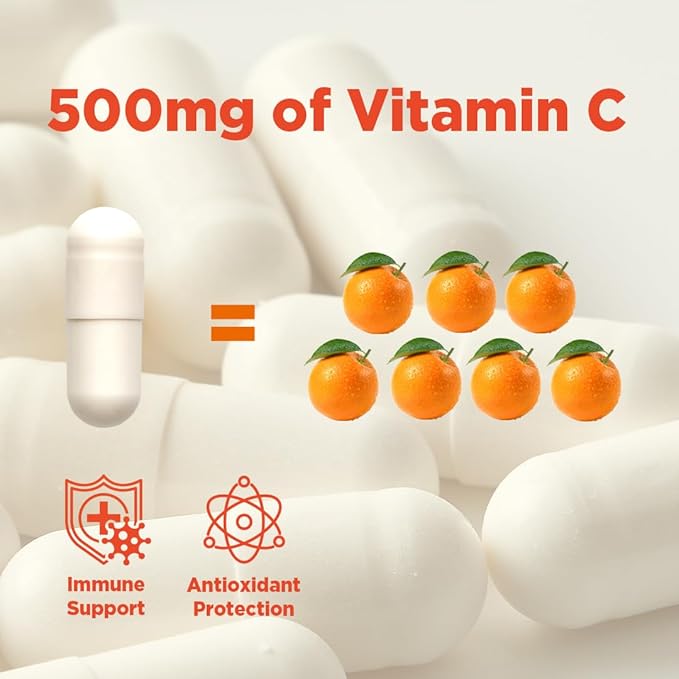 HINI Liposomal Vitamin C 500mg - High Absorption Vitamin C Capsules for Daily Wellness, Organic, 1 per Serving, 120 Capsules