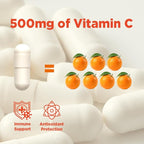 HINI Liposomal Vitamin C 500mg - High Absorption Vitamin C Capsules for Daily Wellness, Organic, 1 per Serving, 120 Capsules