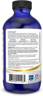 Nordic Naturals ProOmega Liquid, Lemon Flavor - 8 oz - 2840 mg Omega-3 - High Potency Fish Oil with EPA & DHA - Promotes Brain, Eye, Heart, & Immune Health - Non-GMO - 48 Servings