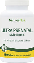 NaturesPlus Ultra Prenatal Multivitamin - 800 mcg Folate, 180 Vegetarian Tablets - Prenatal Supplement with Iron, Iodine, Calcium & B-Complex Vitamins - Gluten-Free - 90 Servings