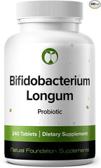 Bifidobacterium Longum Probiotic 240 Tablets (4 Month Supply) – Researched Strain BL21 – 3 Billion CFU – Digestive Health & Microbiome Support – GMP Certified (240, Bifidobacterium Longum)