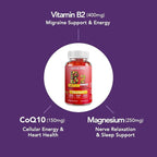 Vitamin B2 Gummies 400mg | Riboflavin 400mg with CoQ10 150mg, Magnesium 200mg | B2 Vitamin 400mg for Kids & Adults, Nervous System & Skin Health | 60 Vegan Chewables | Unflavored