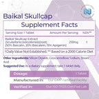 Nootropics Depot Baikal Skullcap Extract Tablets | 250mg | 60 Count | >15% Apigenin, >20% Baicalein, >50% Baicalin