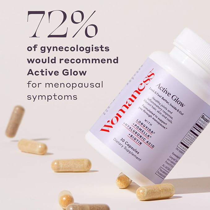 Womaness Menopause Wellness Duo for Women – Hormone Balance Support + Hair Skin & Nails Formula – Ashwagandha, Pycnogenol, Bacopa, Biotin & Hyaluronic Acid – 2 Bottles, 30 Capsules Each