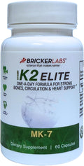 Bricker Labs K2 Elite Vitamin K2 MK-7 Supplement 160mcg, Supports Bone & Heart Health, Calcium Absorption & Circulation – Non-GMO – 60 Capsules