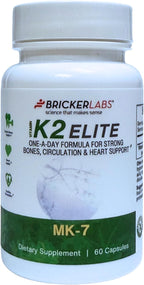 Bricker Labs K2 Elite Vitamin K2 MK-7 Supplement 160mcg, Supports Bone & Heart Health, Calcium Absorption & Circulation – Non-GMO – 60 Capsules