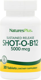 NaturesPlus Shot-O-B12 5000 mcg - 30 Sustained Release Tablets - Supports Energy Production - Vegetarian, Gluten Free - 30 Servings