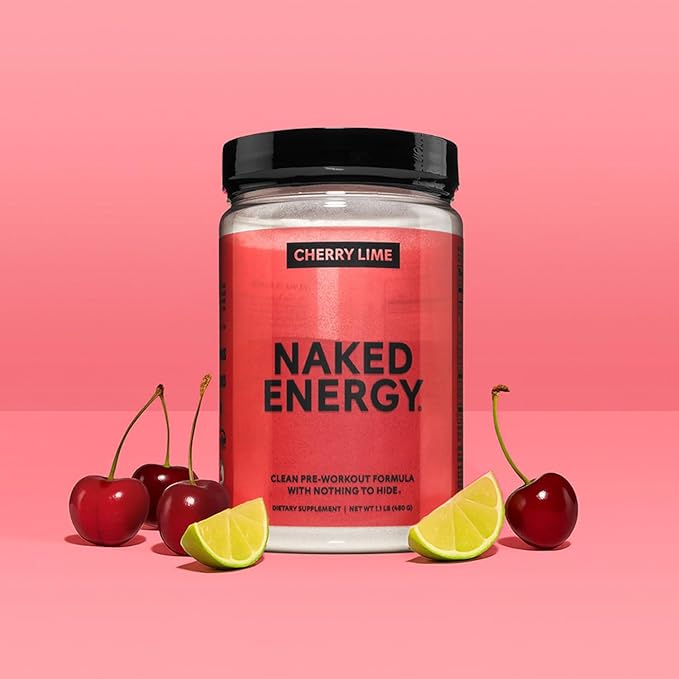 NAKED Cherry Lime Energy - Clean Pre Workout Supplement for Men and Women, NSF Certified, Vegan Friendly, No Added Sweeteners, Colors Or Flavors - 30 Servings