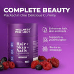 The Wellness Project 14-in-1 Hair, Skin & Nails Gummies with 10,000 mcg Biotin, Keratin, Hyaluronic & Folic Acid, Vitamins A, C, B5, B6 & B12 & Sea Buckthorn | Tasty Mixed Berry Flavor (Pack of 2)