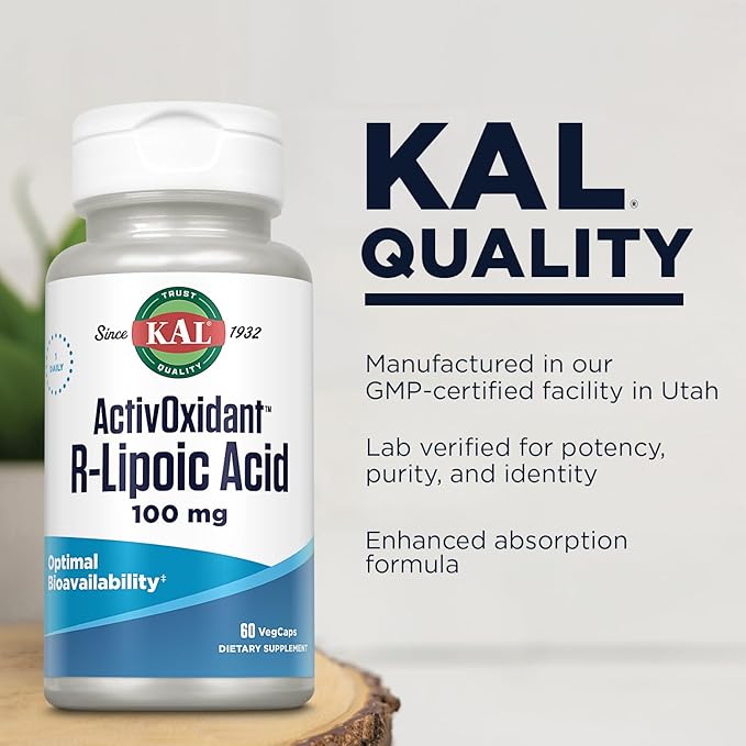 Kal 100 Mg R-lipoic Acid Activoxidant Tablets, 60 Count