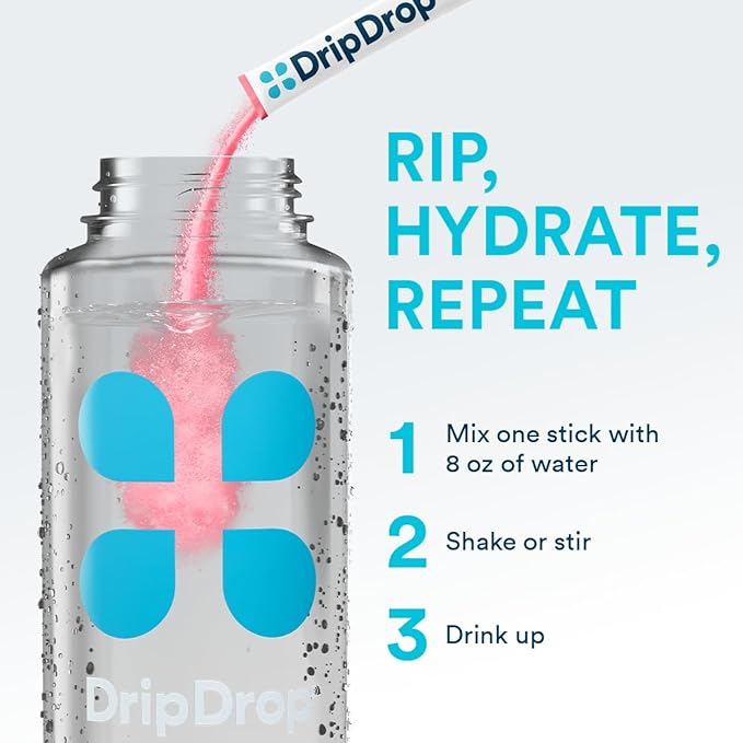 DripDrop Sugar Free Hydration Packets - Zero Classic Variety Pack - Single Serve Electrolytes Powder Drink Mix - Lemon Lime, Watermelon, Peach, Passion Fruit - Non-GMO, Gluten Free, Vegan - 16 Sticks