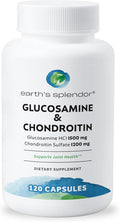 Earth's Splendor Glucosamine HCI 1500 mg Chondroitin Sulfate 1200 mg Supplement for Men & Women, Supports Joint Health, Supports Daily Joint Function (120 Capsules, 1+ Month Supply)