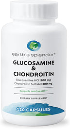 Earth's Splendor Glucosamine HCI 1500 mg Chondroitin Sulfate 1200 mg Supplement for Men & Women, Supports Joint Health, Supports Daily Joint Function (120 Capsules, 1+ Month Supply)