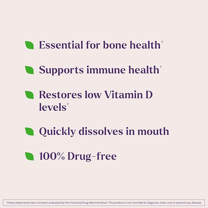 Natrol Fast Dissolve Vitamin D3 2,000 IU, Dietary Supplement for Bone and Joint Health, Bone Support Supplement, 90 Tablets, 90 Day Supply