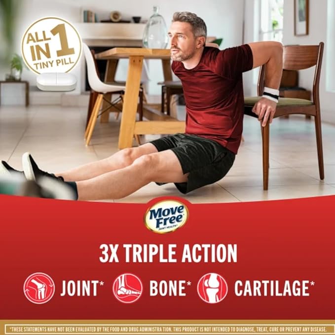 Move Free Ultra 3X Triple Action Type II Collagen and Boron Joint Support Supplement, Supports Cartilage & Bones in 1 Tiny Pill Per Day, 30 Tablets/30 Servings (3 Pack)