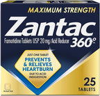 Zantac 360 Maximum Strength Tablets, 25 Count, Heartburn Prevention and Relief, 20 mg Tablets