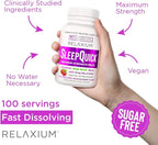 Relaxium Sleep Quick Maximum Strength Melts, Fast Acting Sleep Aid with 10 mg Melatonin, Drug Free Dietary Supplement, Vegan, Gluten Free, Made in USA, 100 Servings, Berry Flavor