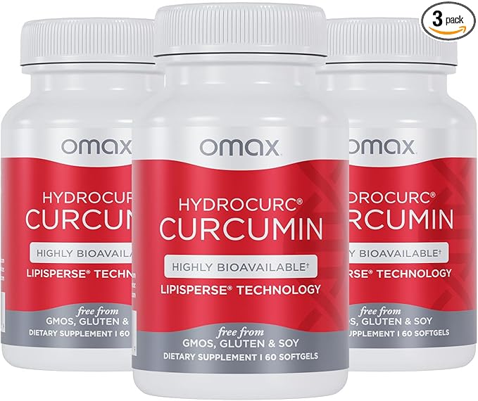 Omax3 HydroCurc Turmeric Curcumin Softgels, Highly Bioavailable MCT Oil Nanoparticle for Potency & Absorption, Joint Health,150mg HydroCurc, 180 Softgels (3 Pack)