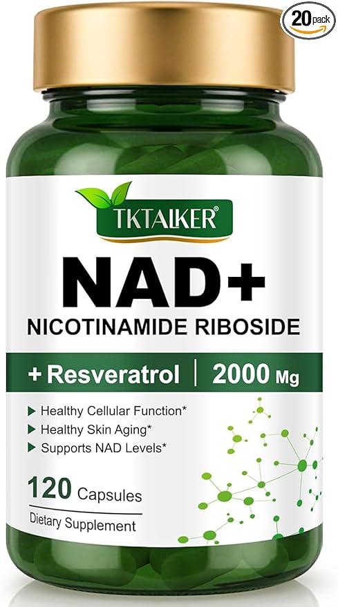 NAD Supplement 2000 Mg - 120 Capsules True NAD & Resveratrol, NMN Alternative Liposomal NAD+ for Women & Men, Support Cellular Health, Stamina & Healthy Aging - Ultra Strength Capsules