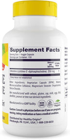 Healthy Origins Cognizin (Citicoline), 250 mg - Brain Supplement for Memory with Citicoline CDP Choline - Non-GMO, Vegan & Gluten-Free Supplement - 150 Veggie Capsules
