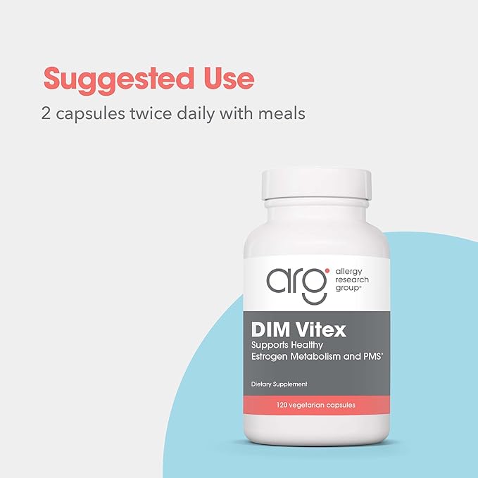 Allergy Research Group DIM Vitex - Supports Estrogen Metabolism - DIM with NAC and Vitamin B & Magnesium - 60 Servings - 120 Capsules