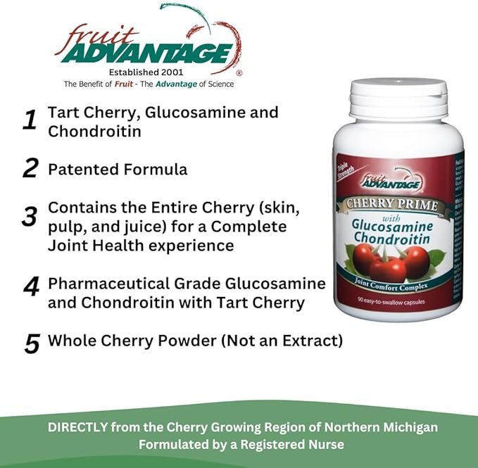 Cherry Prime Montmorency Tart Cherry with Glucosamine & Chondroitin - 90 Capsules (Case of 12)
