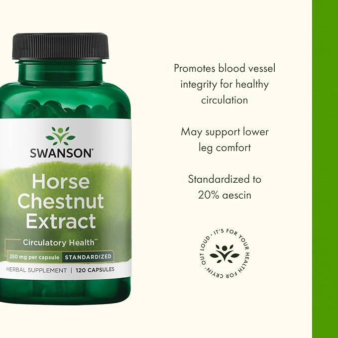 Swanson Horse Chestnut 22% Aescin (Standardized) 250 Milligrams 120 Capsules (2 Pack)