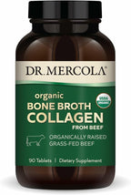 Dr. Mercola Organic Bone Broth Collagen – Organically Raised Grass-Fed Beef – Dietary Supplement – Supports Bone and Joint Comfort – USDA Organic, Non-GMO – 30 Servings (90 Tablets)