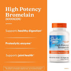 Doctor's Best 3000 GDU Bromelain Proteolytic Digestive Enzymes Supplements, Supports Healthy Digestion, Joint Health, Nutrient Absorption, 500 mg,Capsule, 90 Count(Pack of 1)