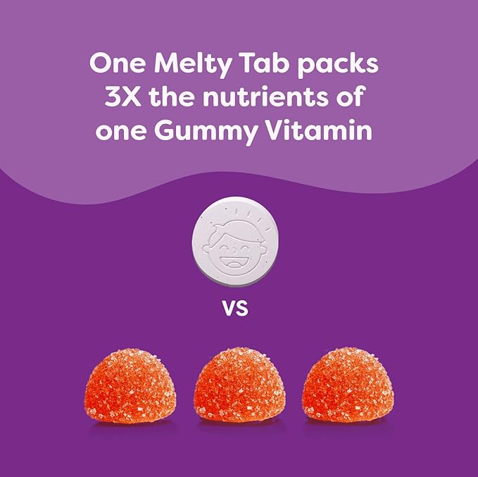 Renzo's Picky Eater Kids Multivitamin with Iron - Dissolvable Kids Vitamins with Iron, Zinc, Vitamin C, Vitamin D, E & K, Sugar-Free Melty Tabs, Cherry Flavor, 60-Count (1-2 Month Supply)