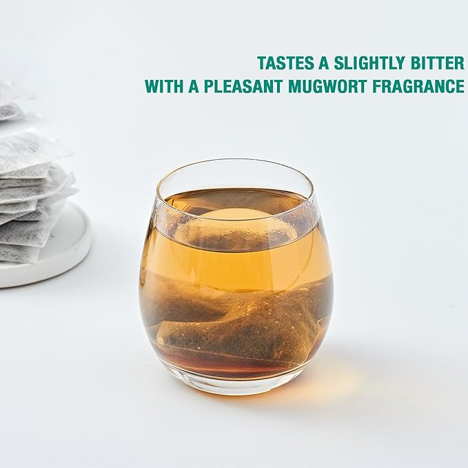 50 Mugwort Tea Bags | Natural Dried Chinese Mugwort Herb Tea | Artemisia Wormwood Tea | Caffeine Free, Help Sleep, Lucid Dreaming, Relax, Digestion