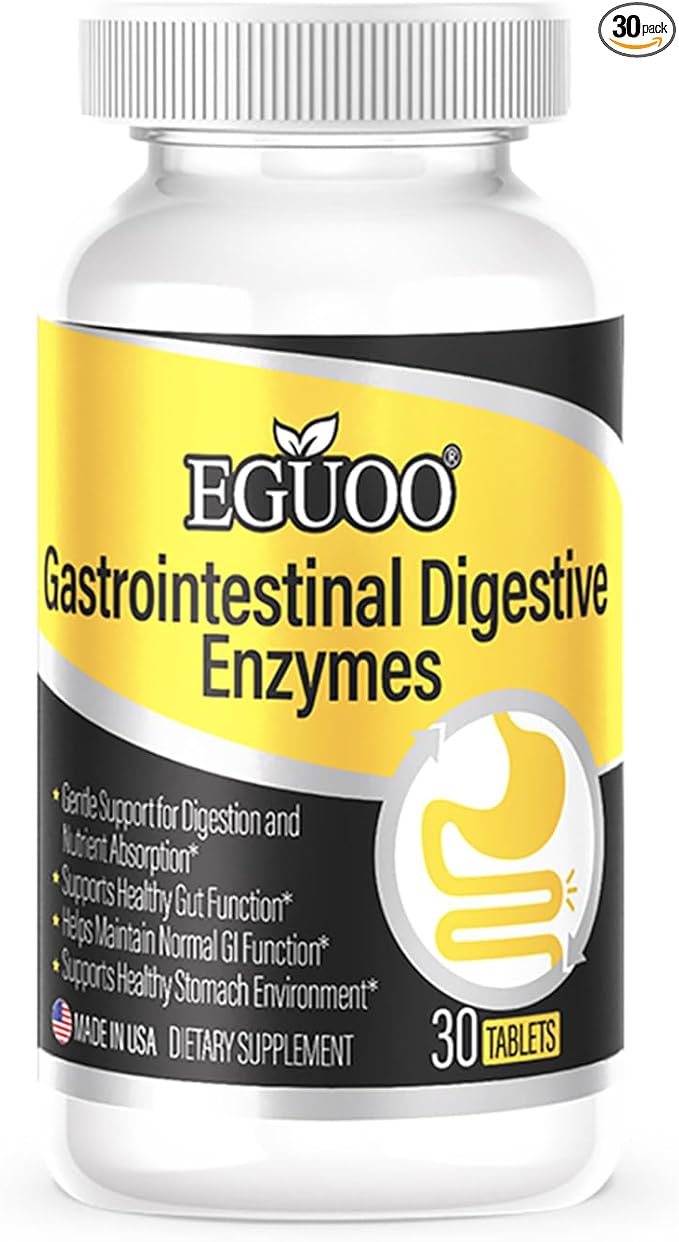 Digestive Enzyme Complex with Lion’s Mane Mushroom Powder – L-Glutamine 1000mg, DigeZyme Multi-Enzyme, Zinc L-Carnosine, Multi-Prebiotic Complexes – Gut Health Supplement – 30 Tablets