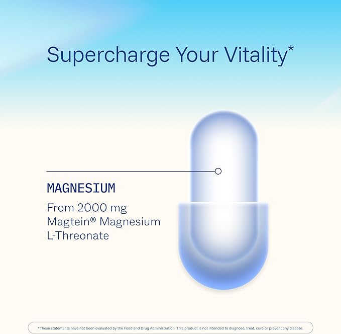 Magnesium L-Threonate Supplement (Magtein), 90 Capsules | Clinically Supported for Brain Health | Optimize Learning, Memory & Focus | 3rd Party Tested