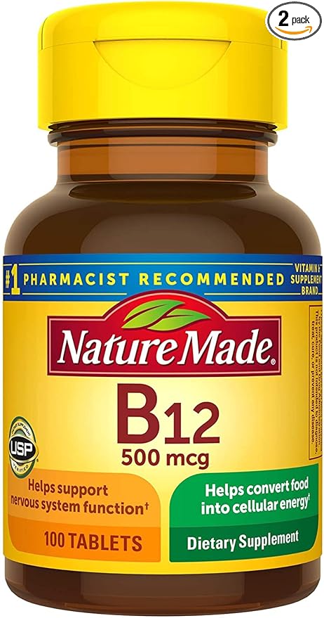 Nature Made Vitamin B-12 500 mcg Tablets 100 ea (Pack of 2)
