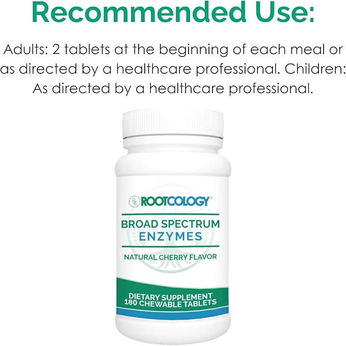 Rootcology by Dr. Izabella Wentz | Broad Spectrum Enzymes | Complete Digestive Support Formula | Chewable Tabs | 90 Servings