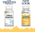 SOLARAY Lithium Aspartate Supplement 5 mg for Men & Women - Daily Trace Mineral Support, Low Dose Lithium Supplement Capsules - 100 Veg Cap Ct