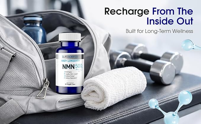 1LifeScience NMN500 Nicotinamide Mononucleotide Supplement – 500mg per Serving – NAD+ Longevity & Cellular Energy Support – cGMP Made in USA – 60 Veg Capsules