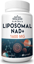 1600 mg Liposomal NAD Supplement, 98% Pure NAD+ Supplement, Superior Absorption, Alternative to Nicotinamide Riboside or NADH to Boost NAD+ for Aging Defense, Energy, Longevity, 60 Softgels