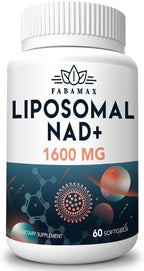 1600 mg Liposomal NAD Supplement, 98% Pure NAD+ Supplement, Superior Absorption, Alternative to Nicotinamide Riboside or NADH to Boost NAD+ for Aging Defense, Energy, Longevity, 60 Softgels