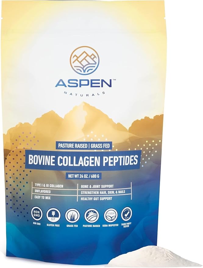 Bovine Collagen Peptides Powder 24oz (1.5 lbs) - Unflavored Hydrolyzed Type I & III Protein | Grass Fed, Pasture Raised | Hair, Skin, Nails & Gut | Easy to Mix | Paleo Friendly, Non-GMO, Gluten-Free