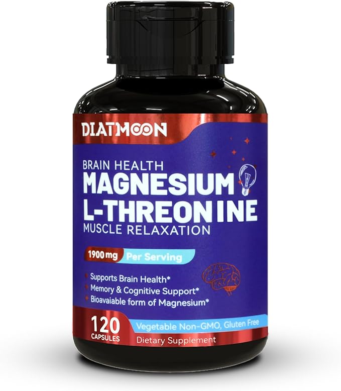 Magnesium L-Threonine Capsules, Threonine Magnesium Supplement, 1900mg Magnesium L-Threonine, Non GMO, Gluten Free - 120 Veg Capsules